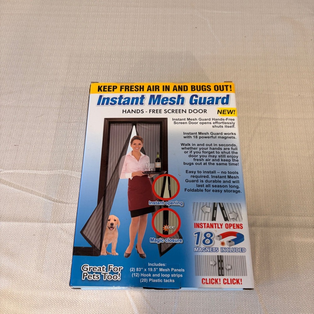 Instant Mesh Guard Hands Free Magnetic Screen Door Black 83 x 19.5 NEW